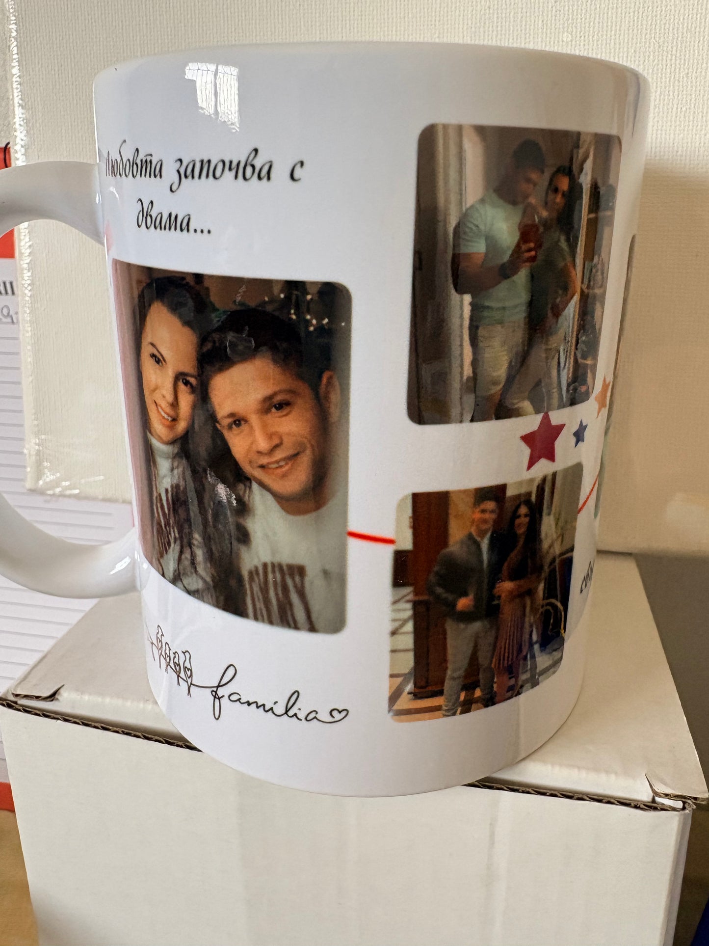Taza personalizada con fotos "Hilo rojo"